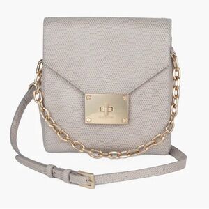 Eric Javits Livia Light Gray Crossbody Bag with Gold Chain - NWT